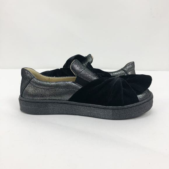 NATURINO Girls Slip On Shoes EU 32 US 1 Black Knotted Velvet Sparkle Flat NWOB - Picture 7 of 10